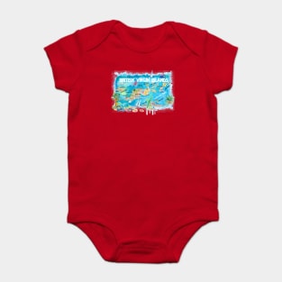 British_Virgin_Islands_ Illustrated_ Travel_ Map_ with_ Roads_ and_ HighlightsS Baby Bodysuit